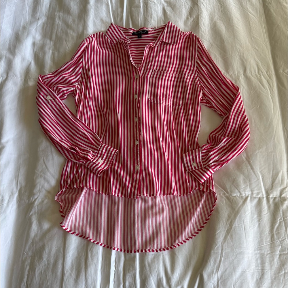 Velvet Heart Red & White Striped Button-Down Shirt